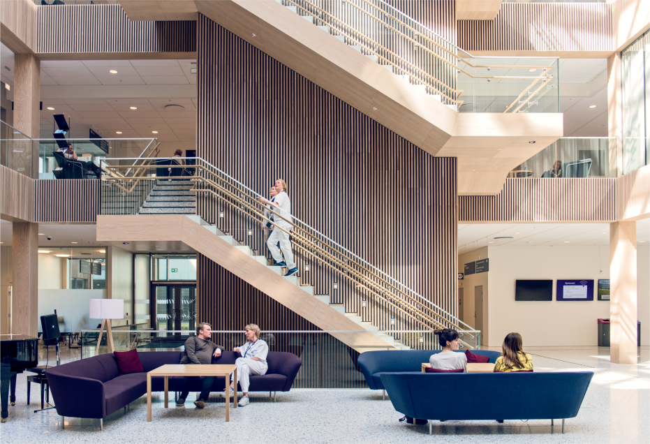 The exceptionally clean, spacious interior of the hospital