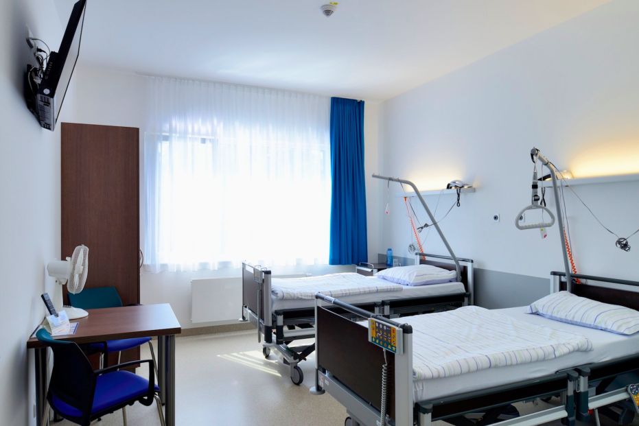 The modern patient rooms for a patient and their companion