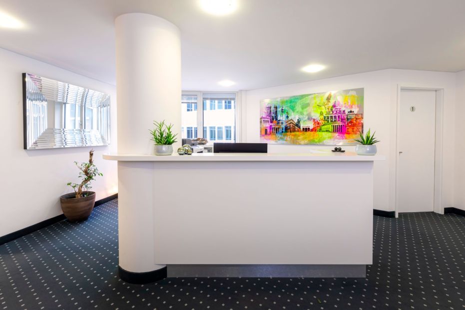 The reception area at this prestigious clinic